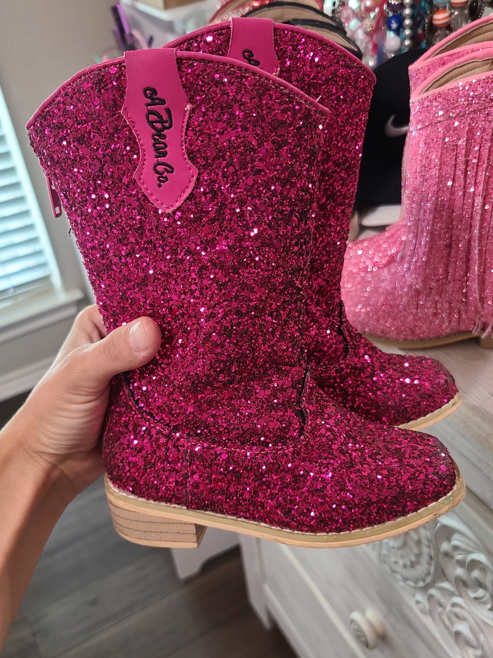 Glittery Pink Kids Cowboy Boots - Sparkling Fuchsia